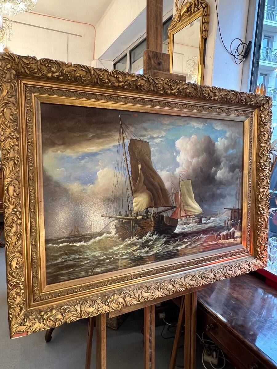 John Russel Chancellor (1925-1984) rare on the market, oil on canvas, marine, boats