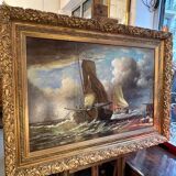 John Russel Chancellor (1925-1984) rare on the market, oil on canvas, marine, boats