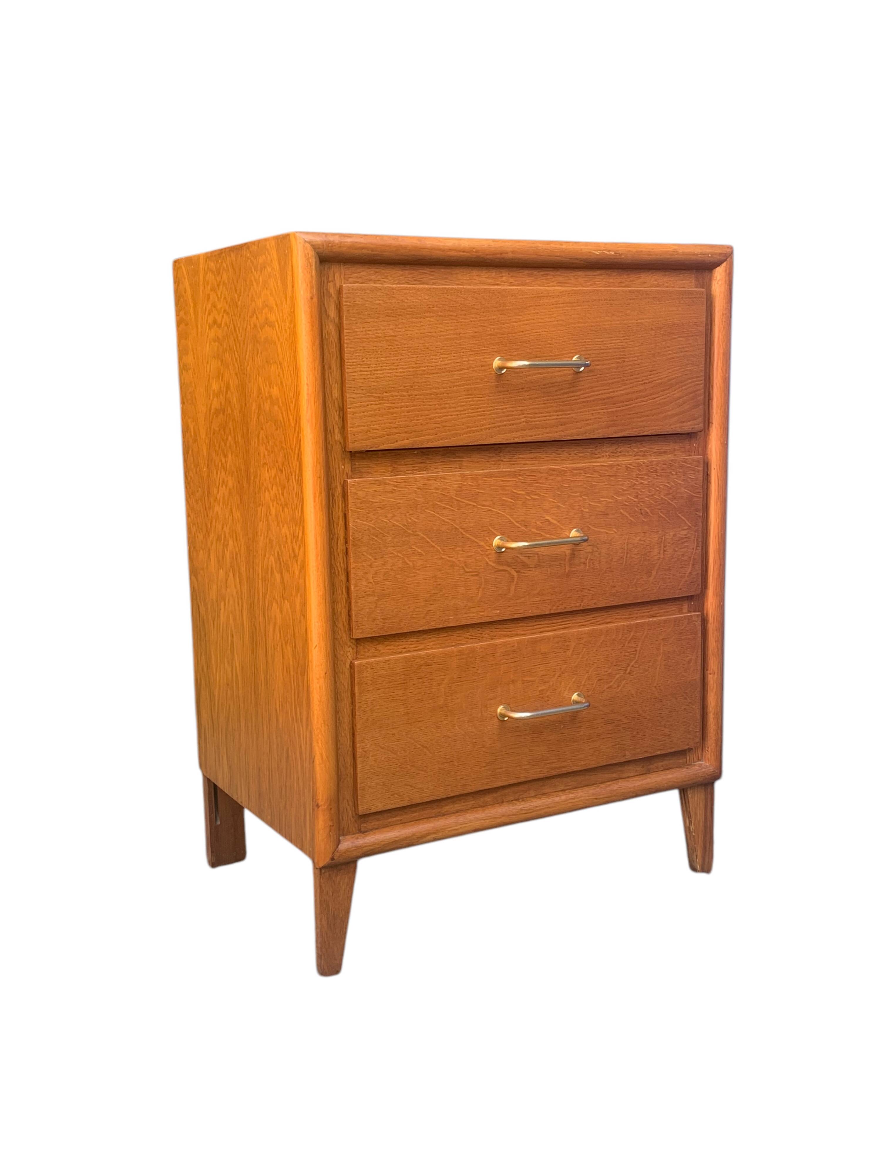 Vintage chest of drawers with oak compass legs, 1950s