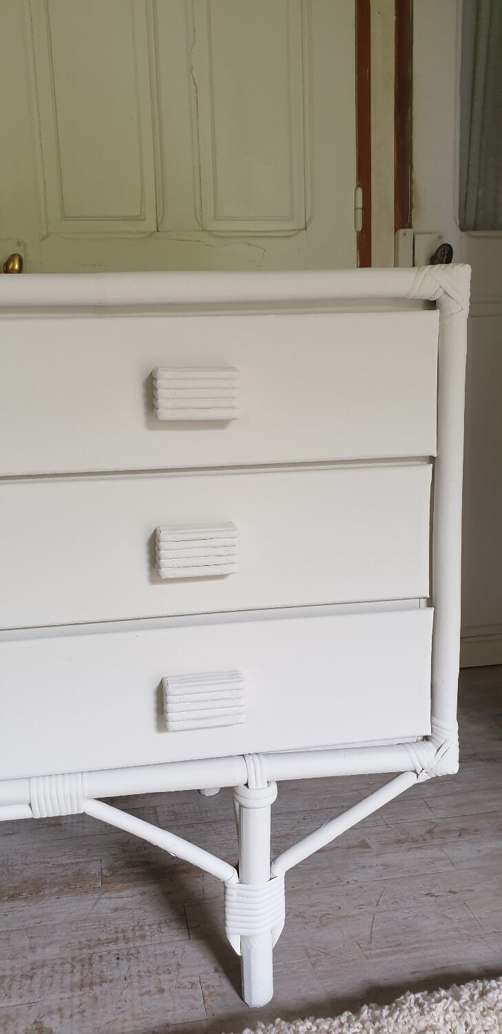 Rattan and bamboo chest of drawers