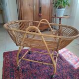 Magnificent vintage rattan cradle