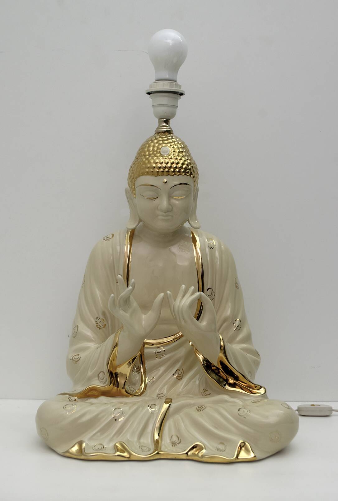 Mid-Century Modern Italian Porcelain Buddha Table Lamp by Zanotto, 1970s