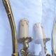 Pair of bronze and glass wall lights