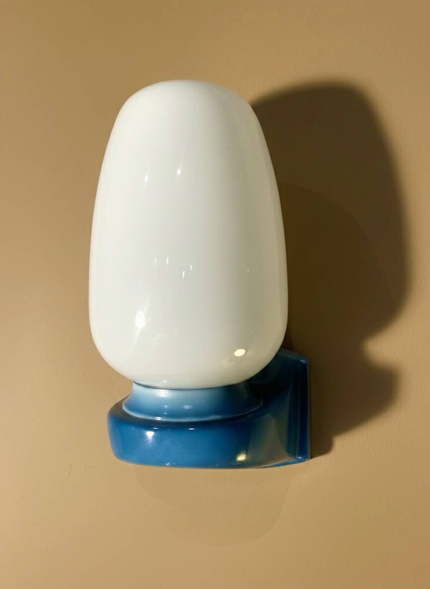 Vintage blue Tovi wall light Mid Century Modern/Space Age opaline scandi
