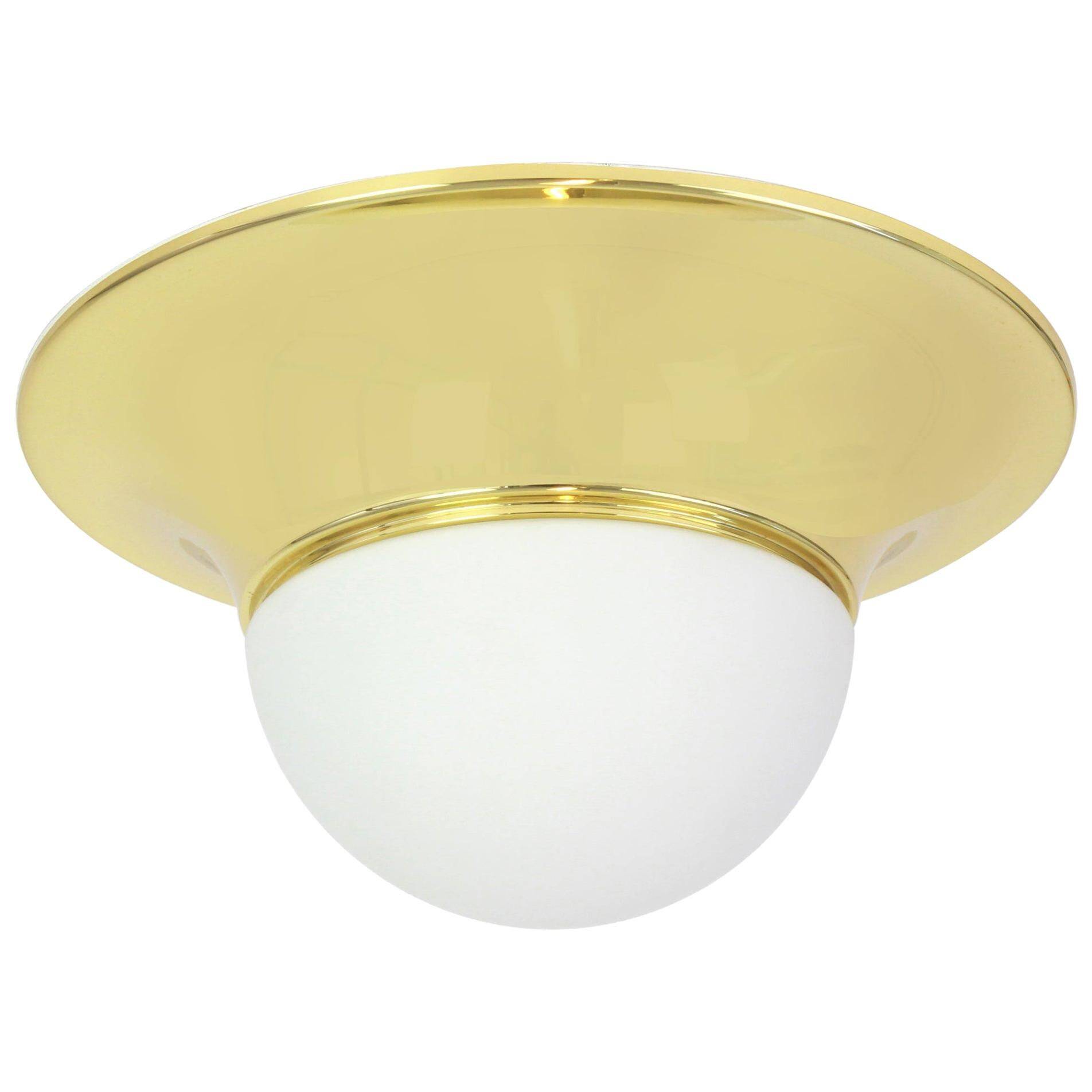 UFO ceiling lights in brass and glass, Limburg, Germany, 1970s.