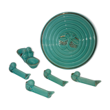 Tablemat, salt shaker and 5 knife holders set