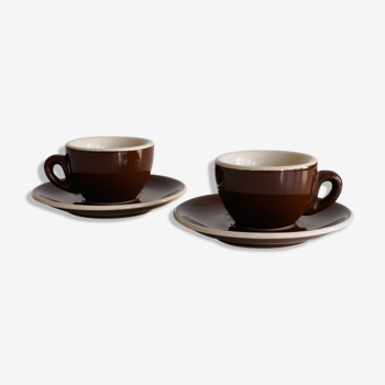 ACF chocolate brown espresso cup duo