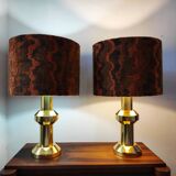 Pair of large vintage 1970s brass living room lamps
