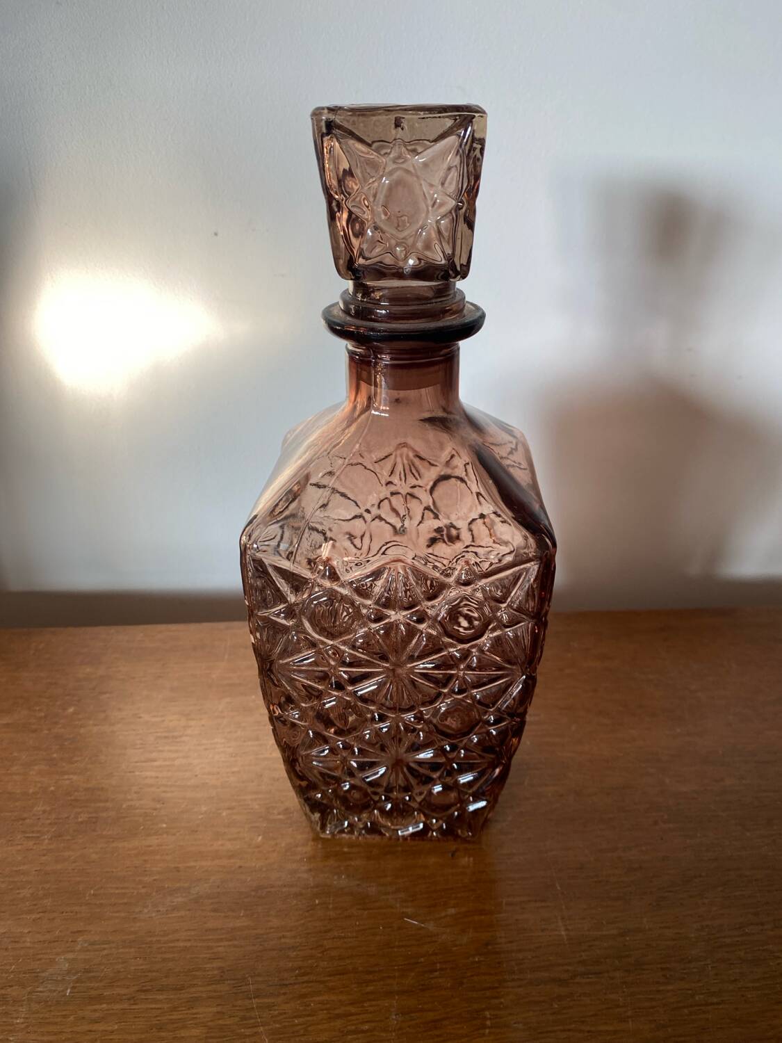 Antique whiskey decanter + vintage brown molded glass stopper