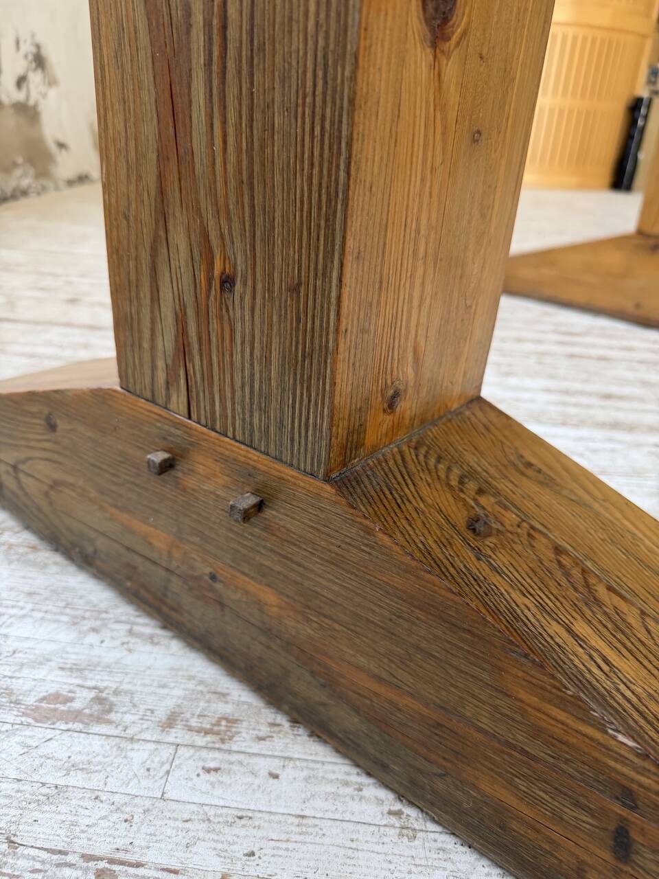 Brutalist pine oval table