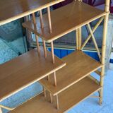 Large rattan standing shelf old