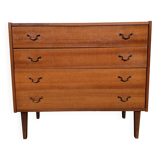 Superb vintage teak chest of drawers – Elegant design & black metal handles