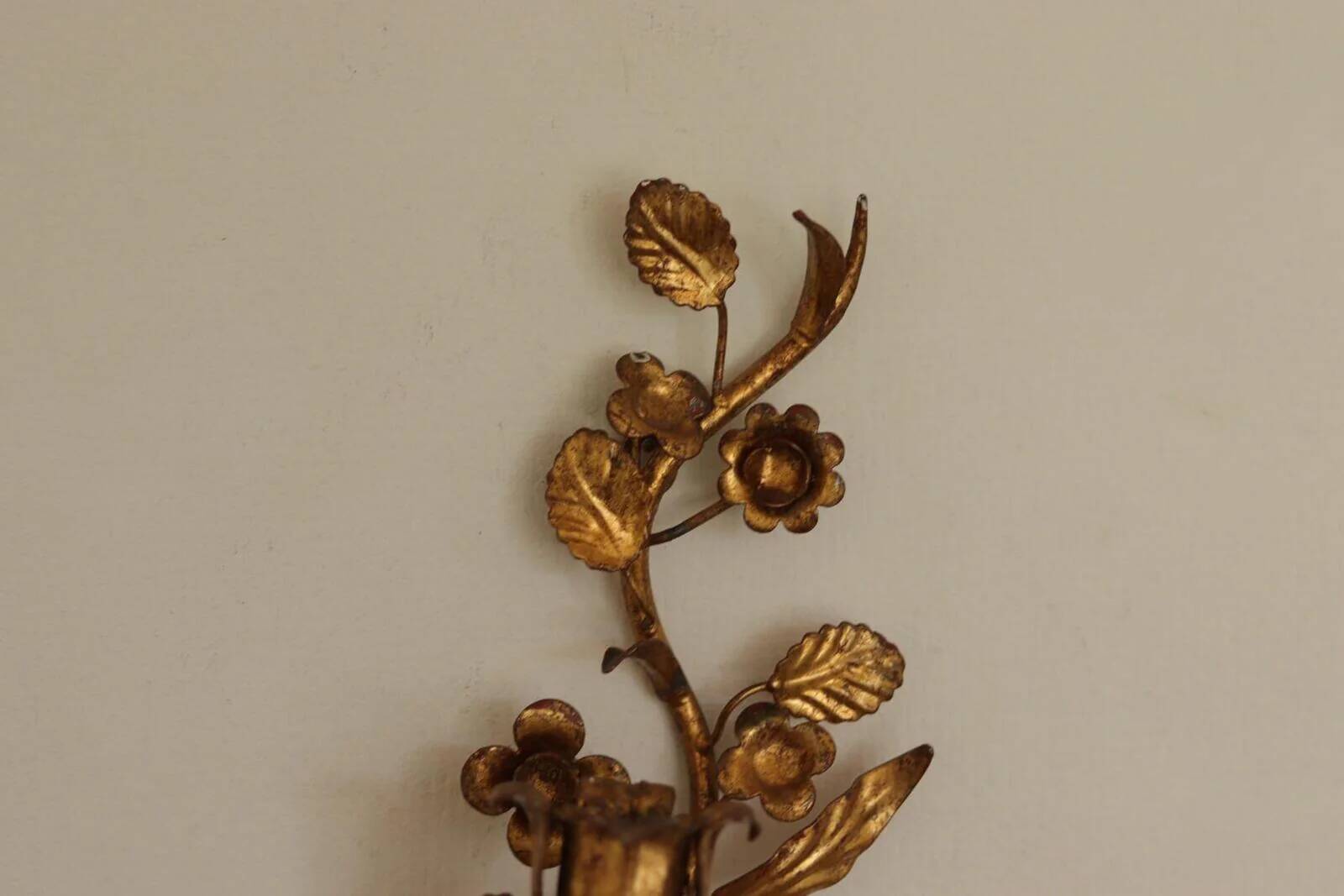 Pair of Mid-Century Italian Gilded Metal Sconces