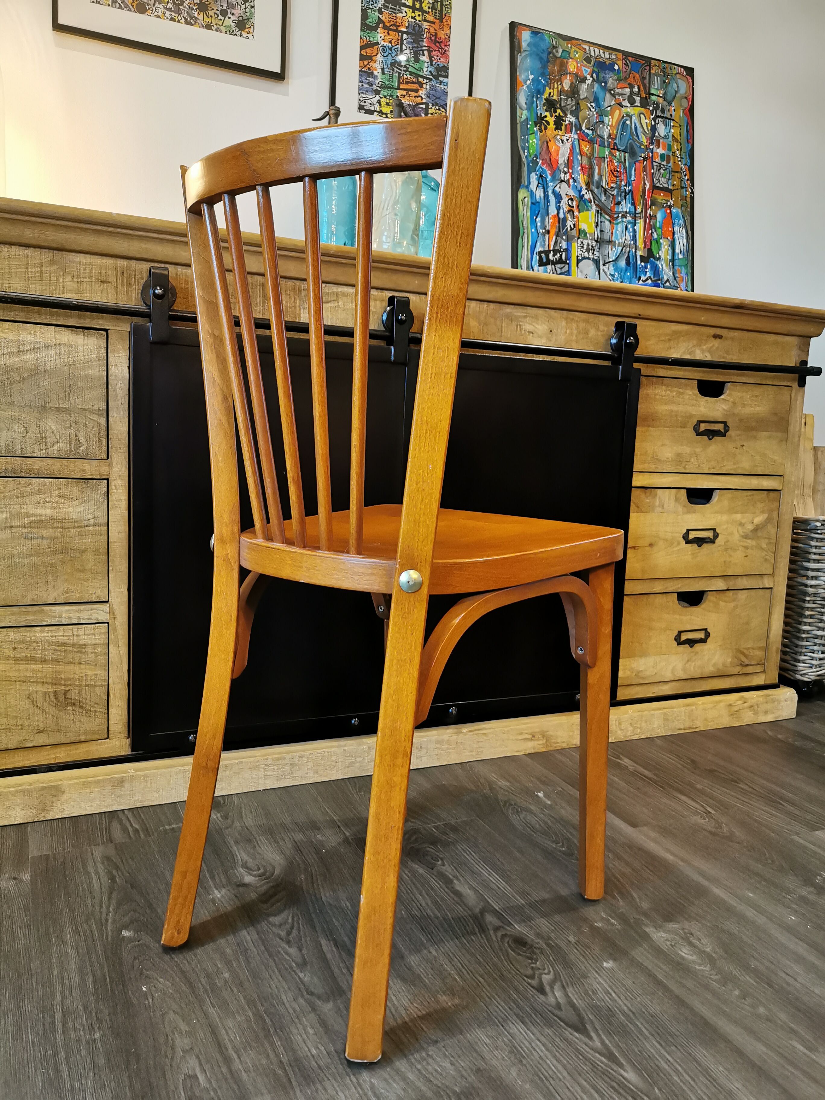 Series of 10 mismatched bistro chairs