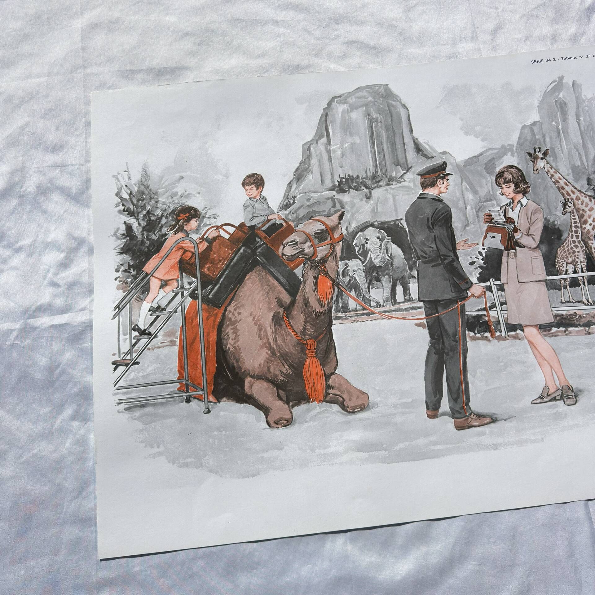 School poster Fernand Nathan Paris 1973 double-sided illustration