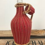 Bottle with rattan weaving and vintage scoubidou