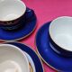 Service of 6 cups and saucers in cobalt blue with gold trim - Mitterteich