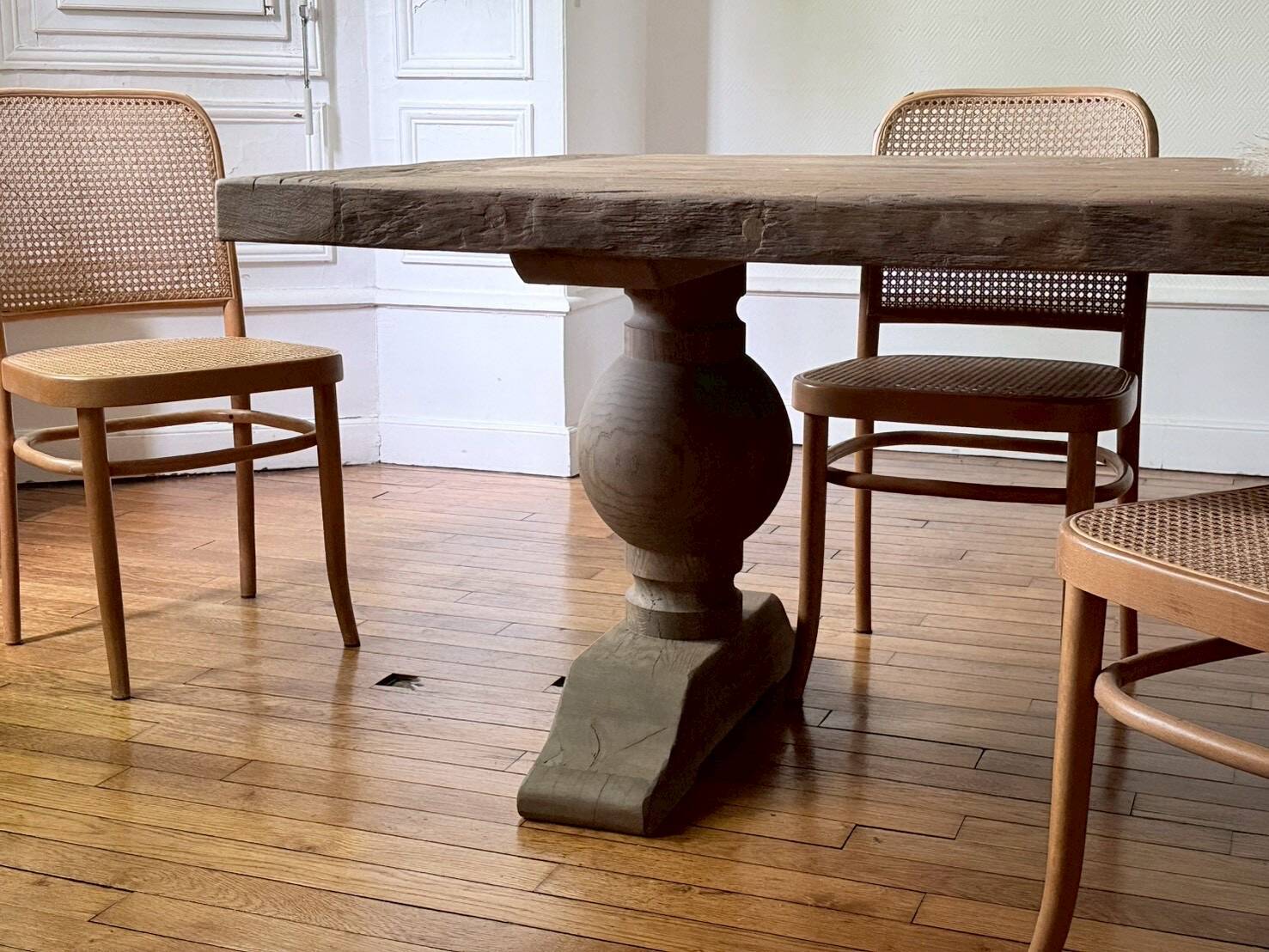 Monastery table - sun - in solid old oak - length 375 cm