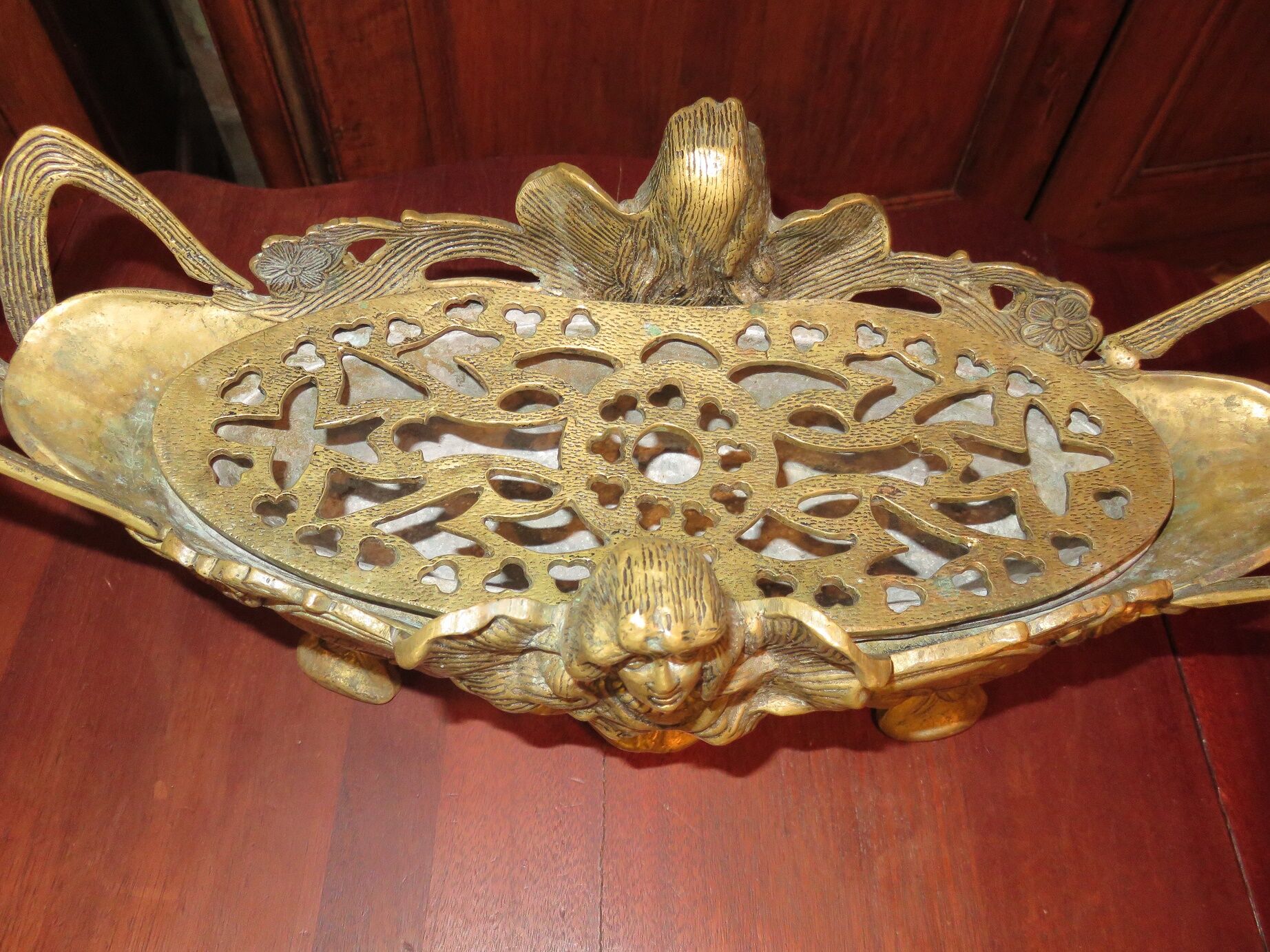 Gardener pinholders bronze and zinc style Mucha