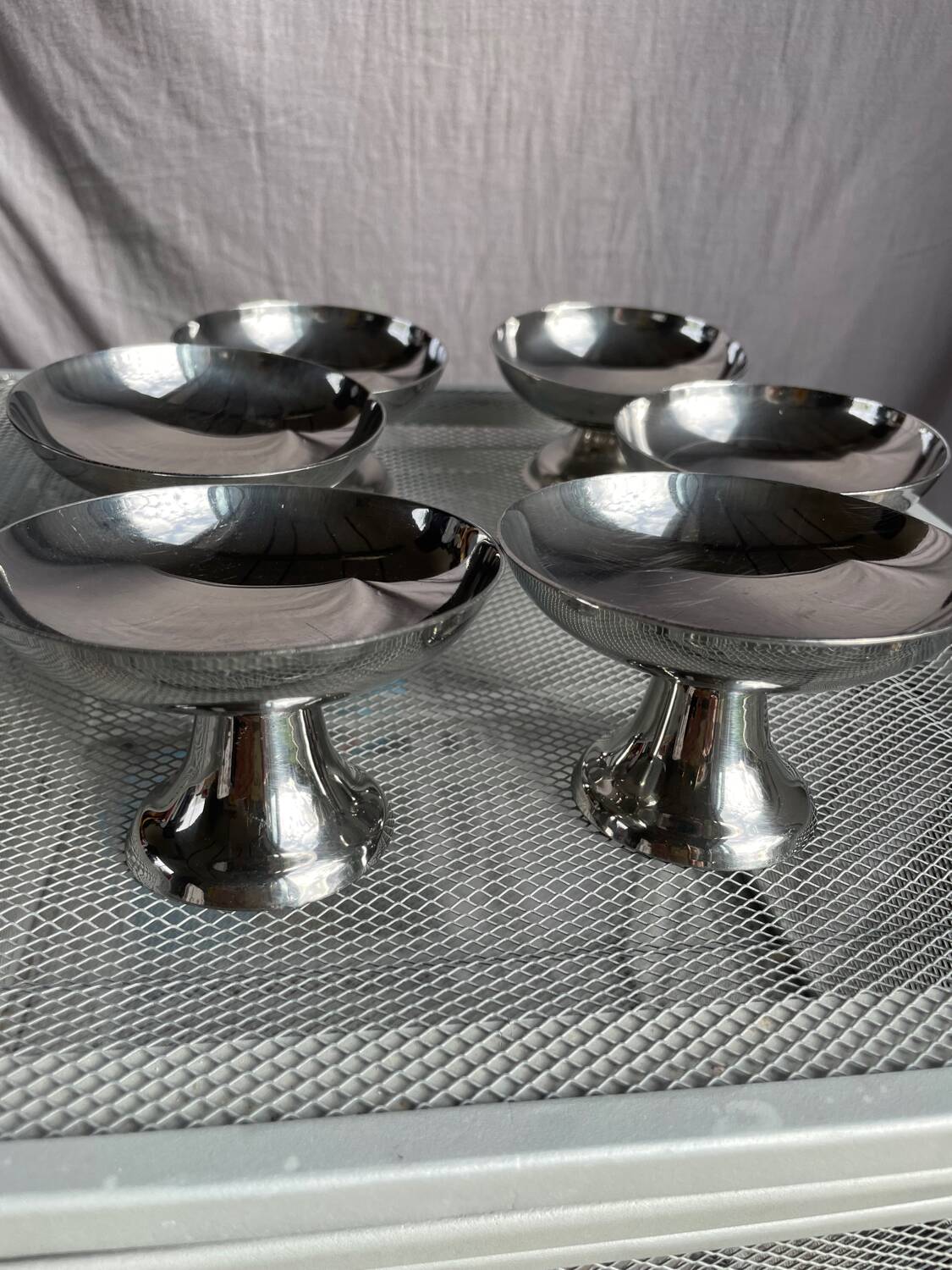 6 coupes à glace en inox vintage