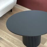 oval black fluted coffee table