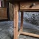 Vintage pine kitchen table or desk with two drawers – 1950s