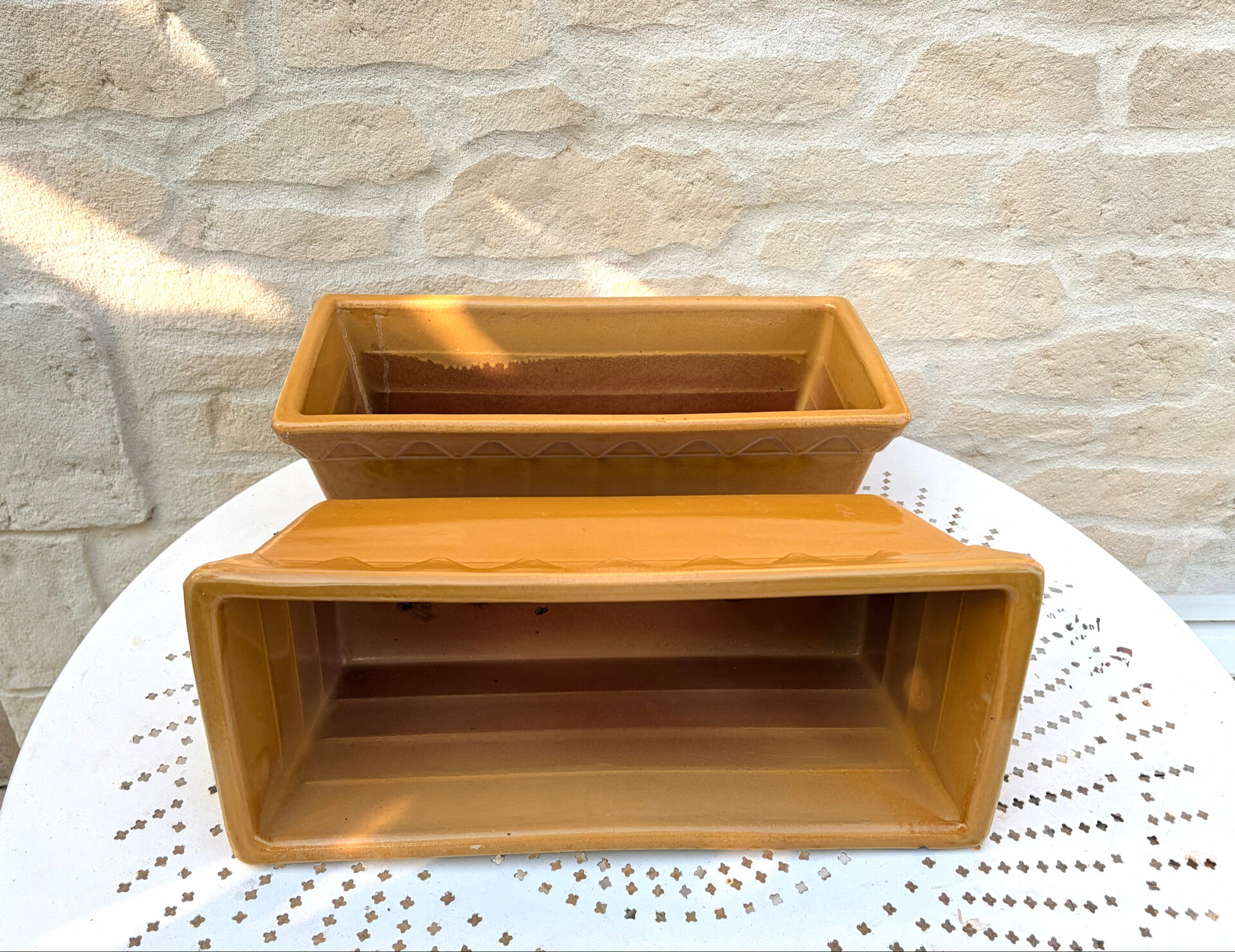 Pair of glazed ceramic planters SILMA Italy - 1970s