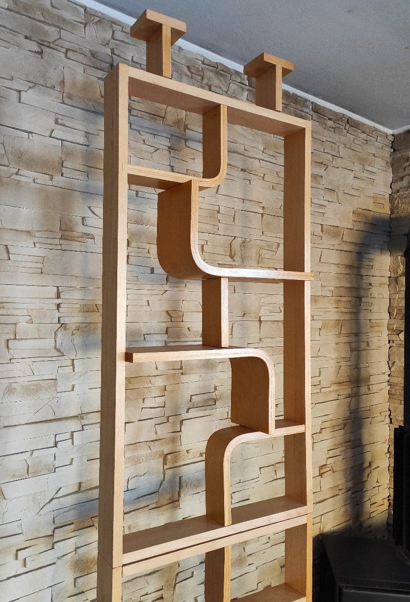 Bent plywood wall, bookcase, flowerbed, Volak by Holesov, 1960s Czechoslovakia