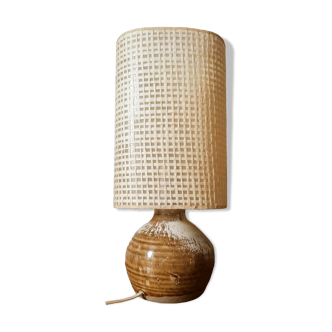 Signed stoneware ball lamp