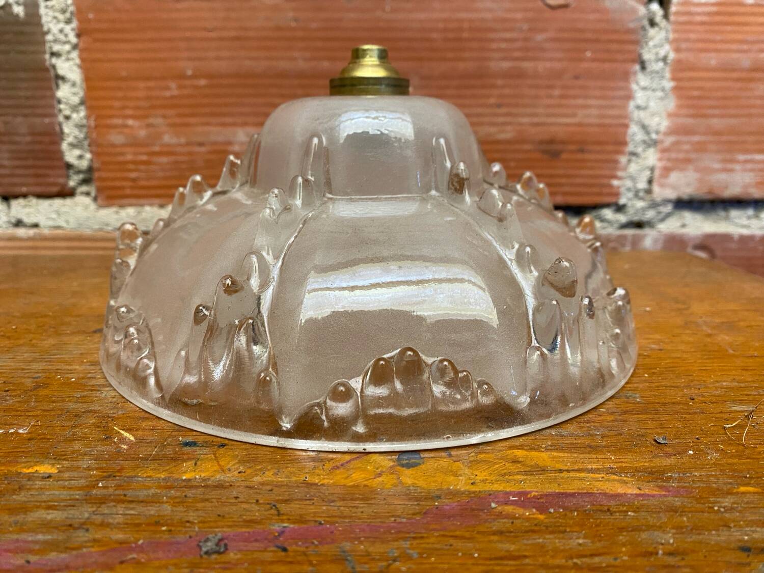 Antique Pendant Light Globe Molded Glass Art Deco Frosted Vintage