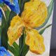 Blue and yellow irises, signed