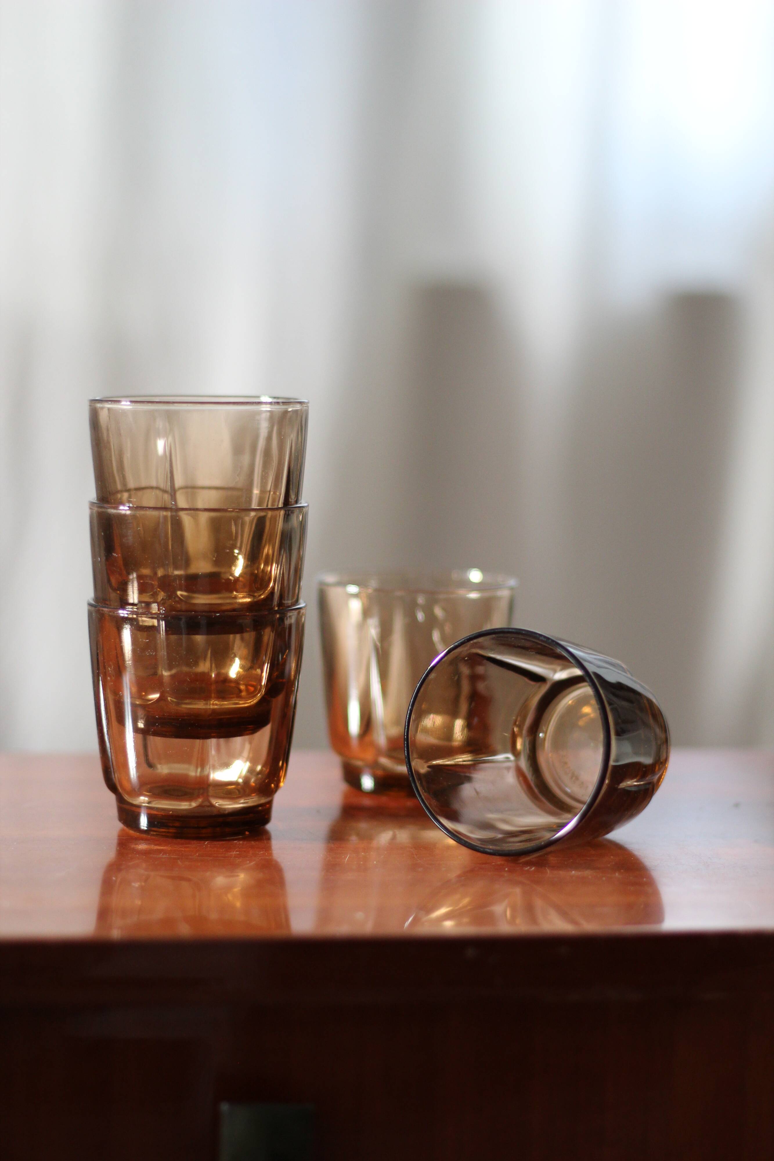 Smoked glass water glasses