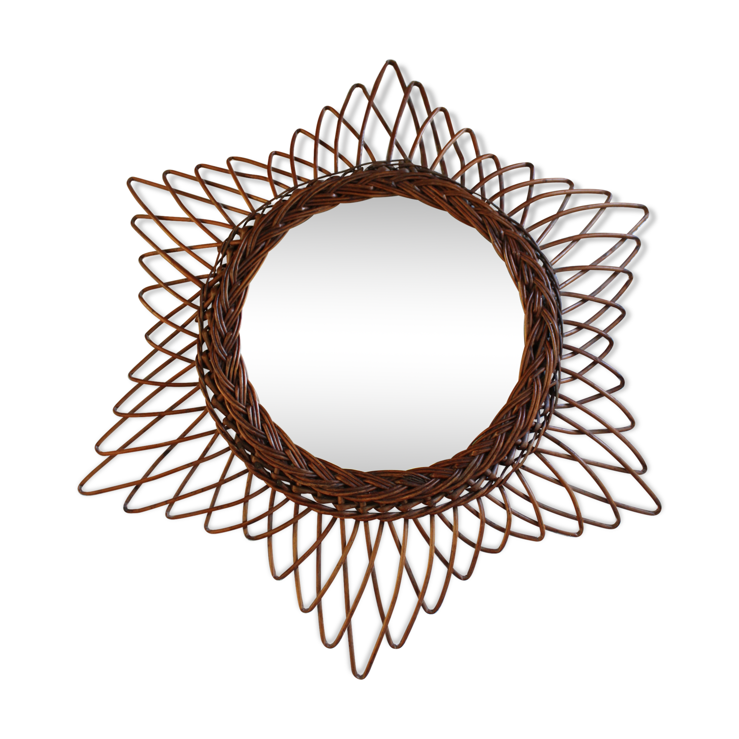 Vintage rattan mirror 56x56cm
