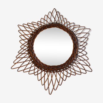 Vintage rattan mirror 56x56cm