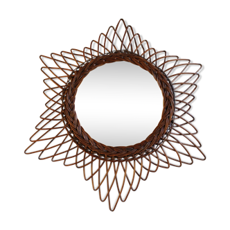 Vintage rattan mirror 56x56cm