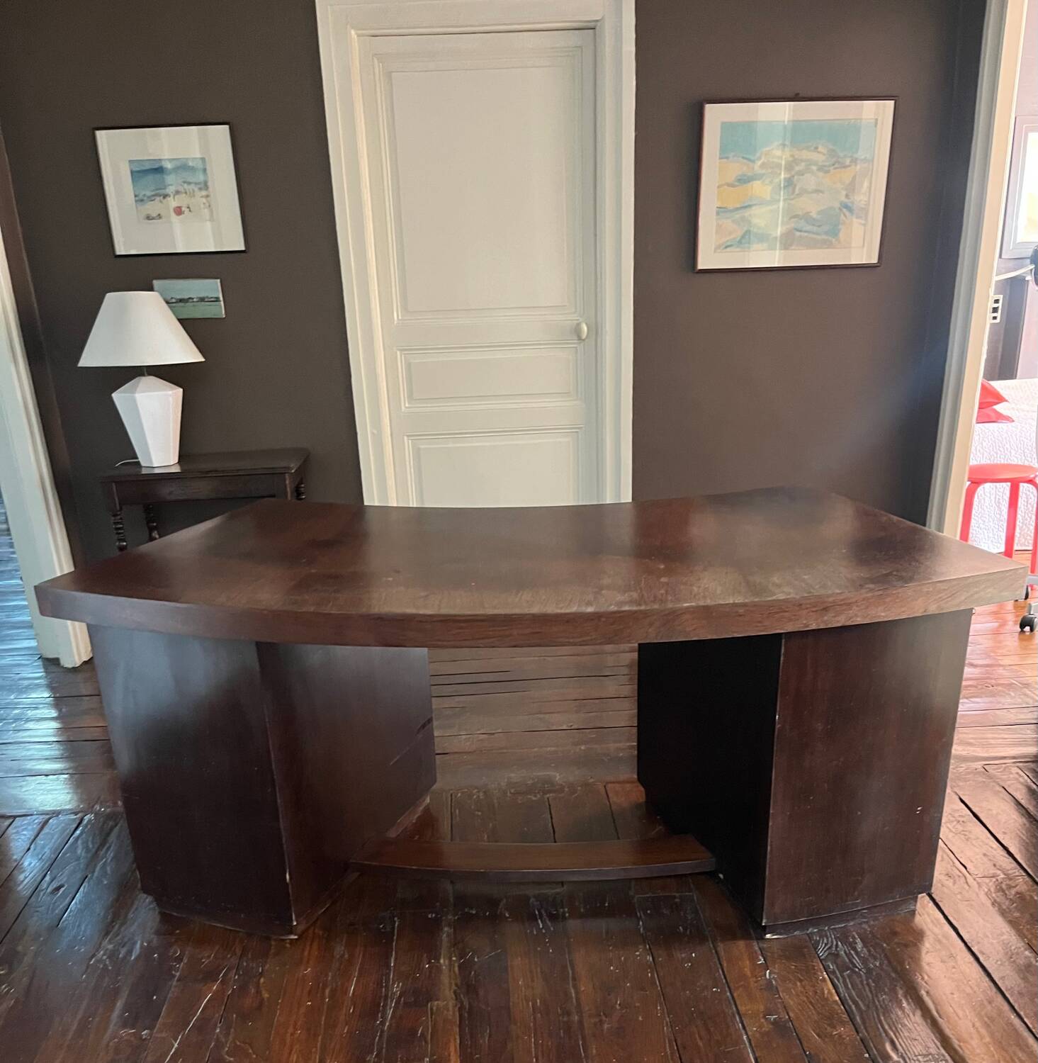 Large Curved Executive Desk in 1930s Style
