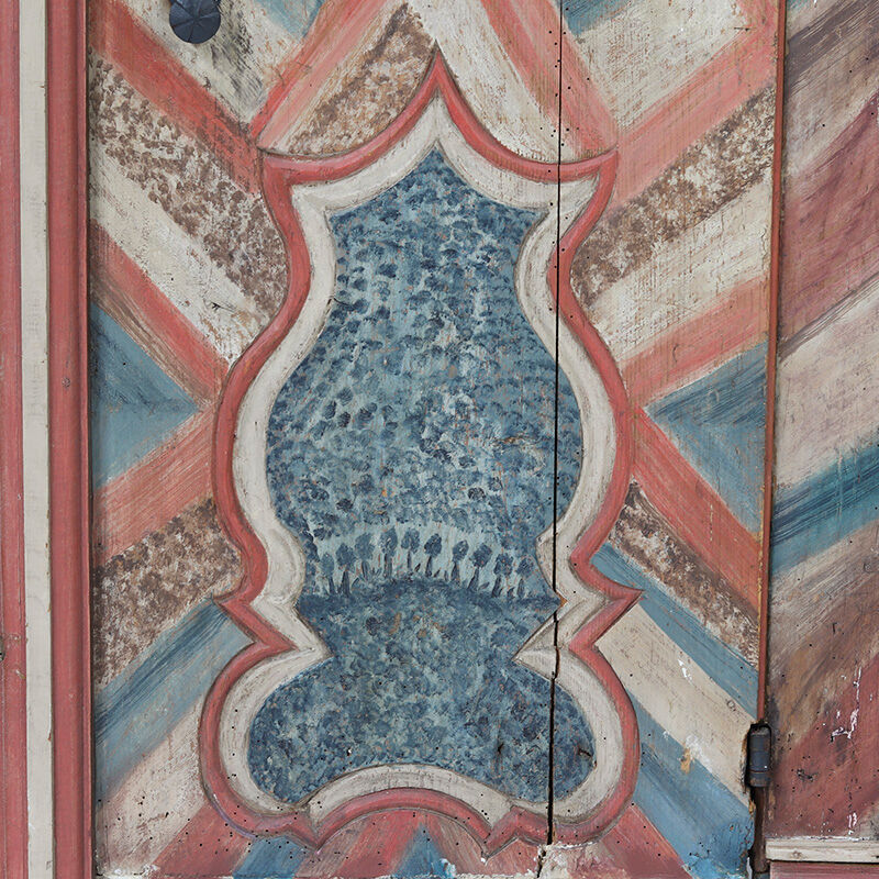 Armoire de mariage peinte en art populaire rustique exceptionnel de 1784