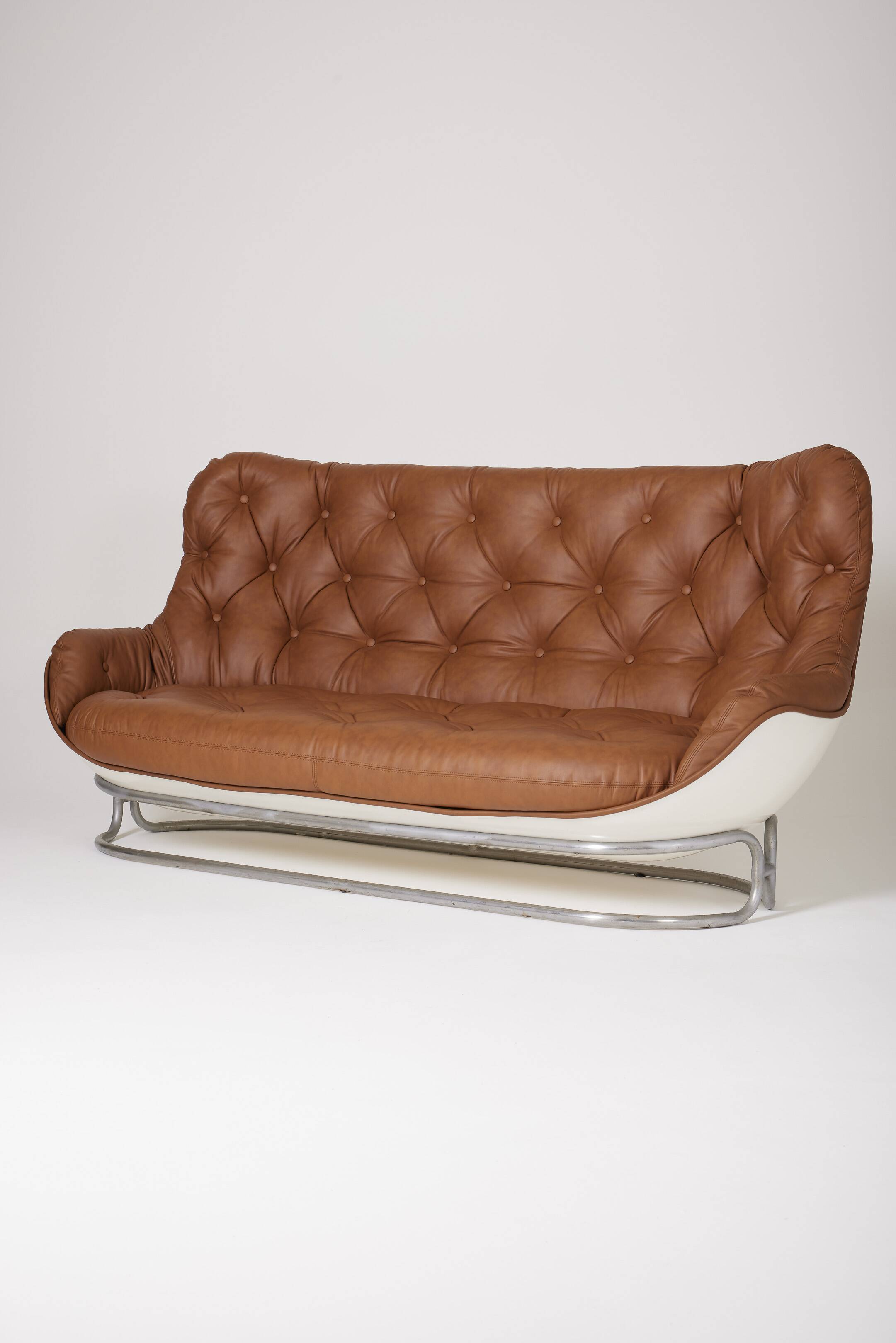 Michel Cadestin karate leather sofa, 1970s