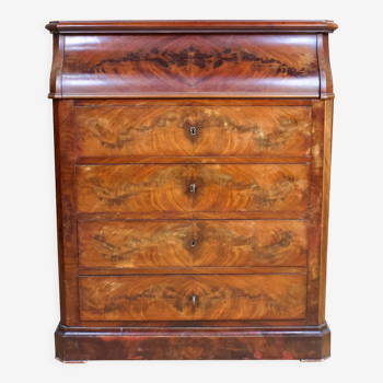 Mahogany and marble toilet chest of drawers - louis philippe period 19th century