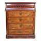 Mahogany and marble toilet chest of drawers - louis philippe period 19th century