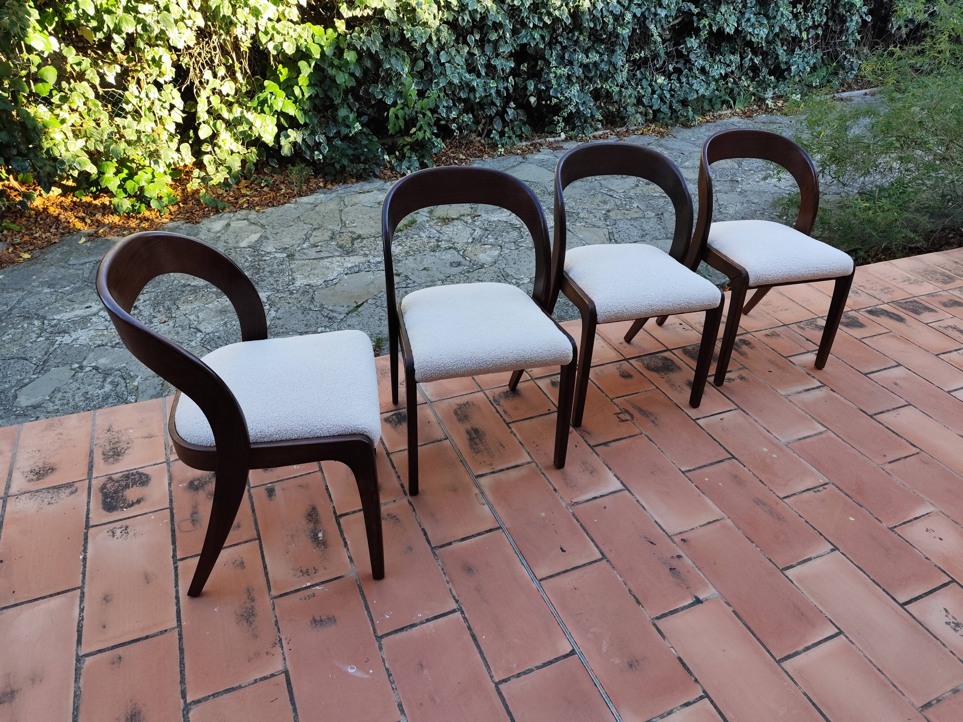 BAUMANN Suite de 4 chaises Gondole vintage 1970