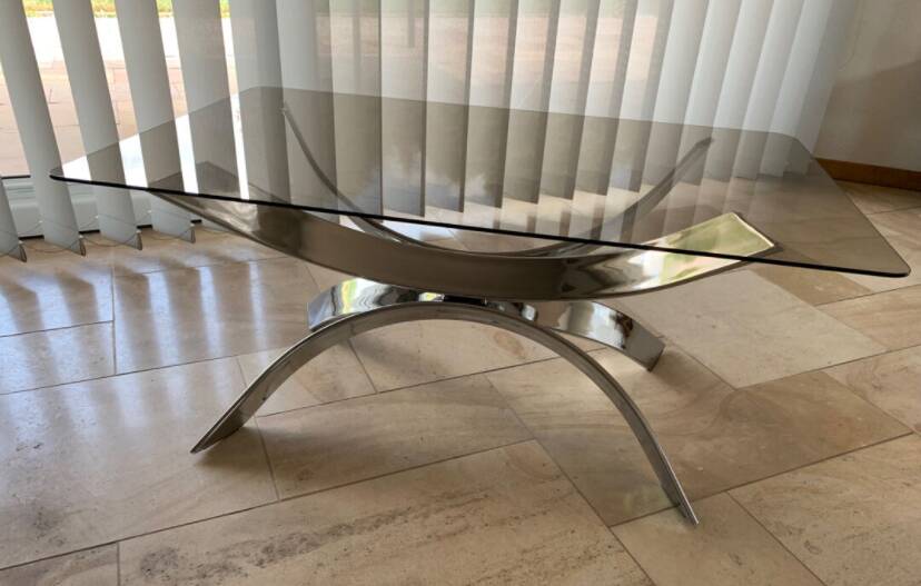 Vintage 70s chrome/glass coffee table