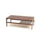 Brutalist wenge coffee table with integrated magazine rack, 1970s