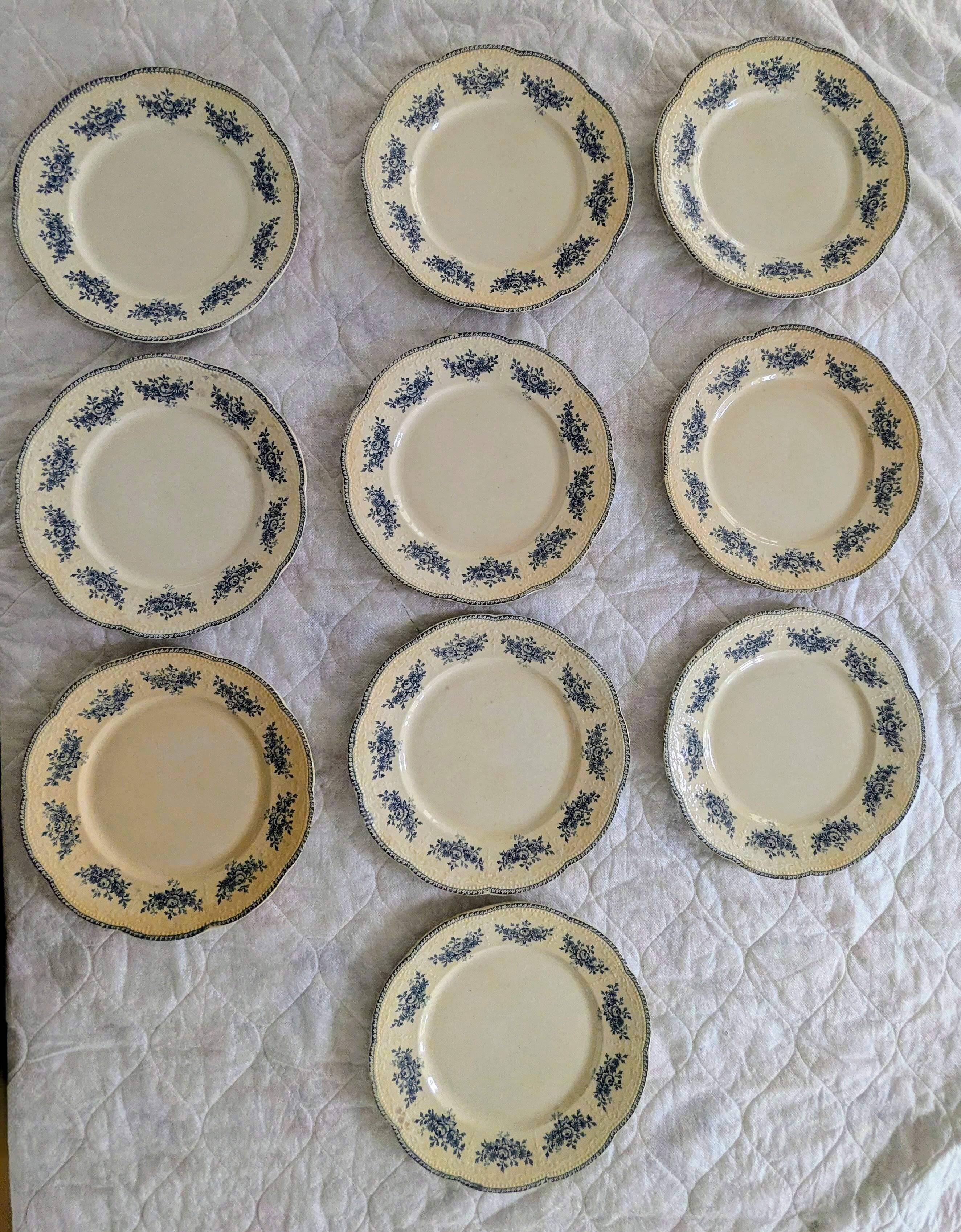 Lot of 10 old Badonviller Richelieu ironstone plates