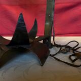 Vintage wrought iron burlap table lamp