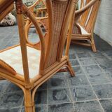 Set of 2 rattan armchairs with a bench.