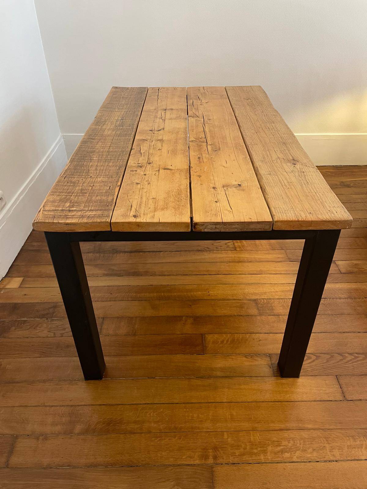 Industrial oak wood table