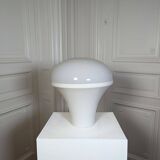 1970s “Mushroom” designer lamp in opaline glass and ABS base.