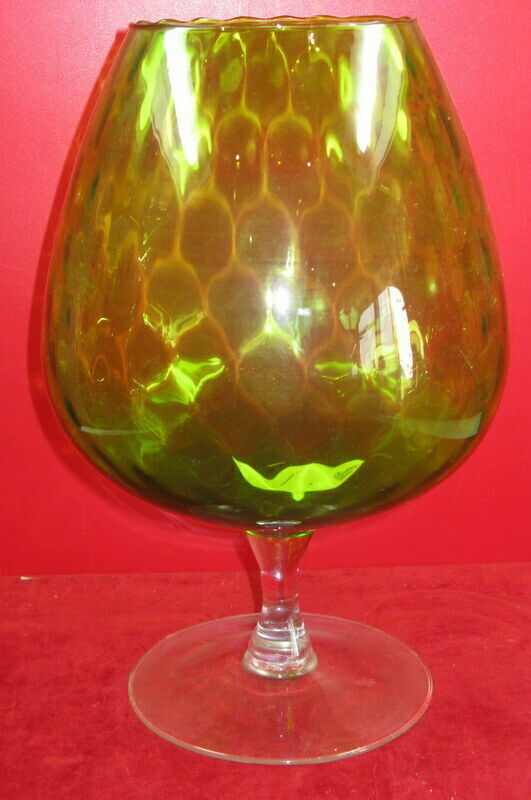 70' vintage cognac glass-shaped green vase