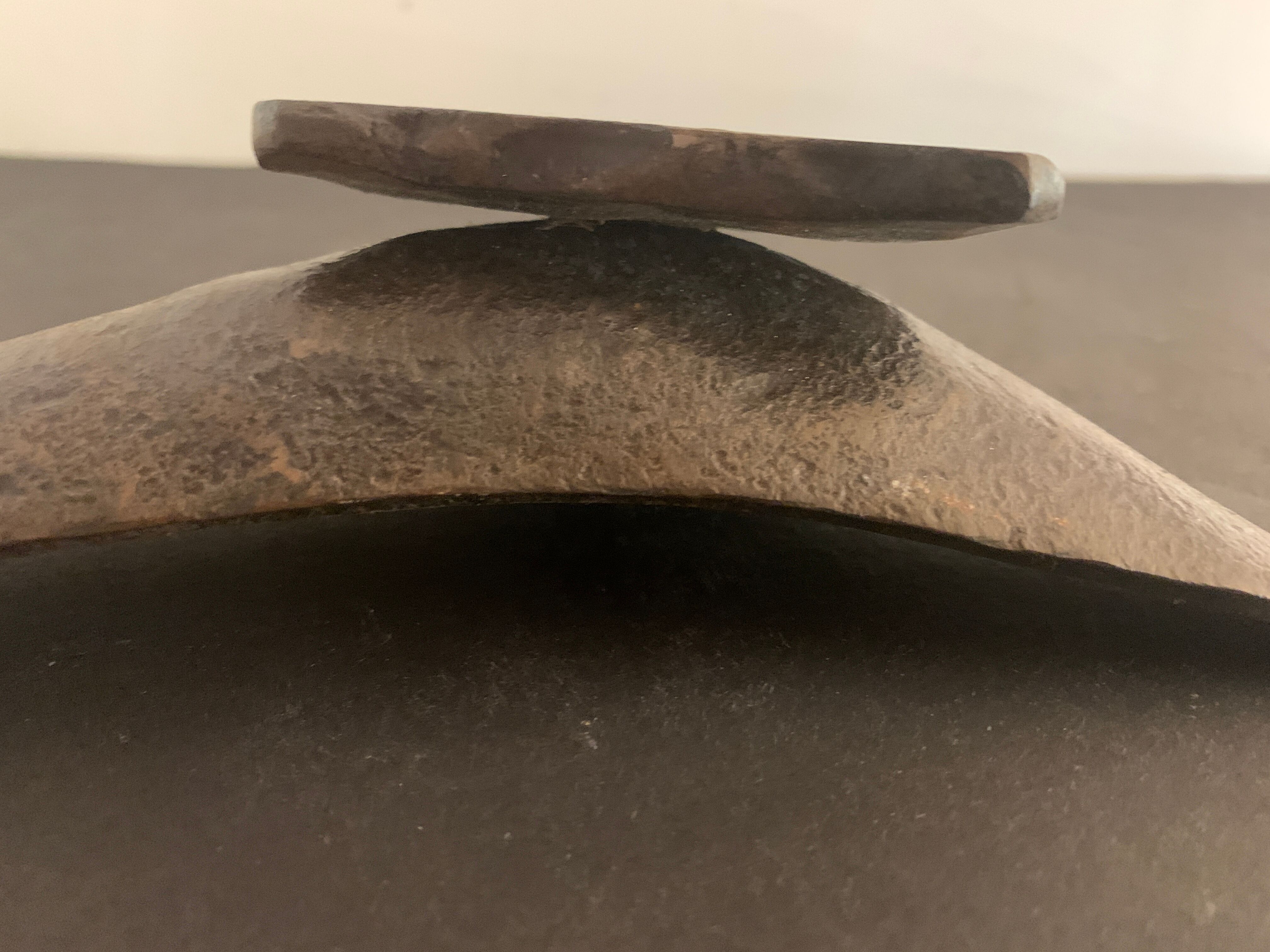 Brutalist metal ashtray or empty pocket signed R. Roux, 1950